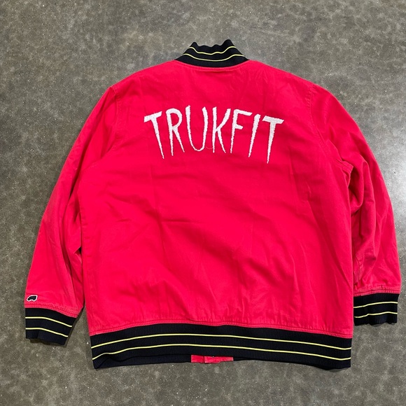 Trukfit "Truk Da Wurl" Varsity Jacket Men's Size Large Pre-Owned Red - Picture 2 of 6